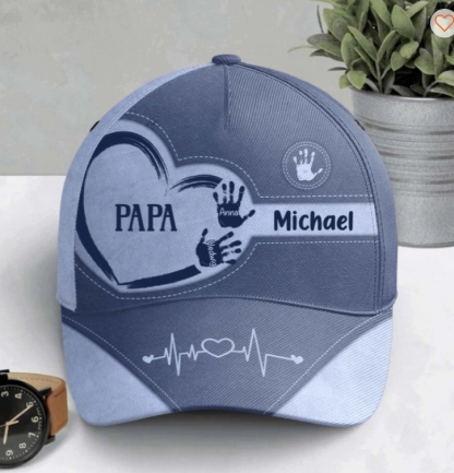 Grandpa Dad Kids Handprints - Personalized Classic Cap
