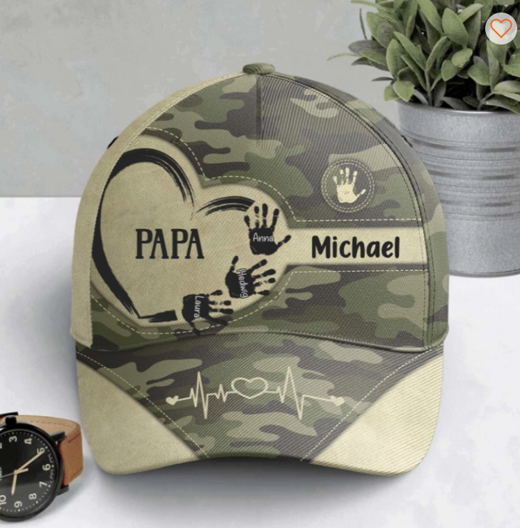 Grandpa Dad Kids Handprints - Personalized Classic Cap