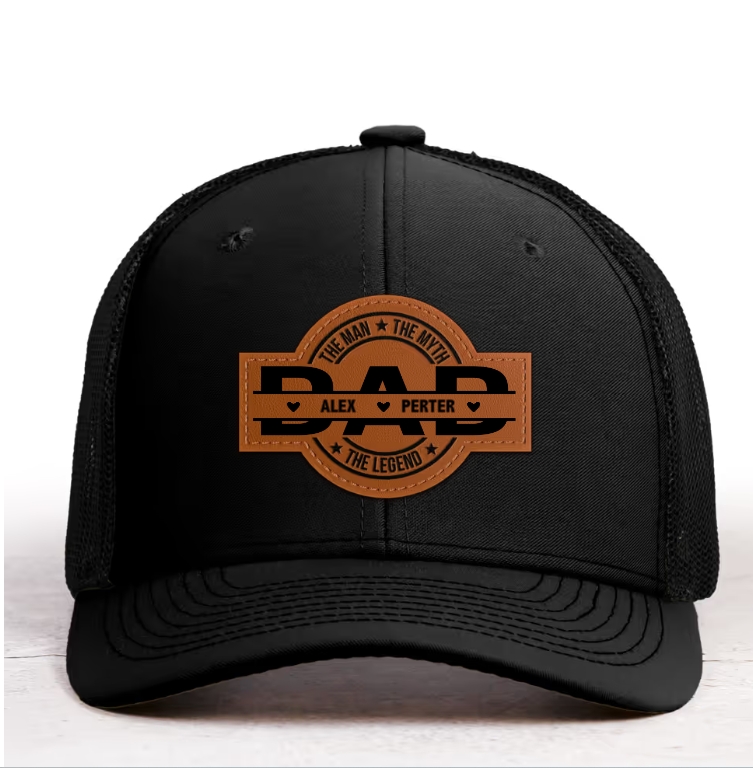 Dad, The Man, The Myth, The Legend - Personalized Leather Patch Hat