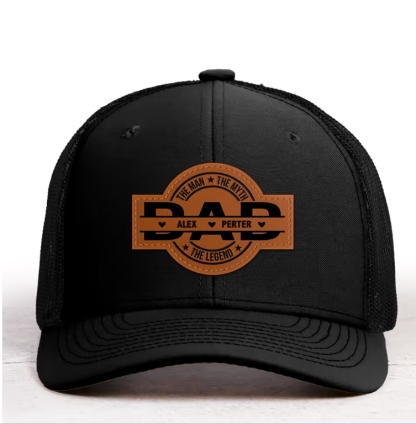 Dad, The Man, The Myth, The Legend - Personalized Leather Patch Hat
