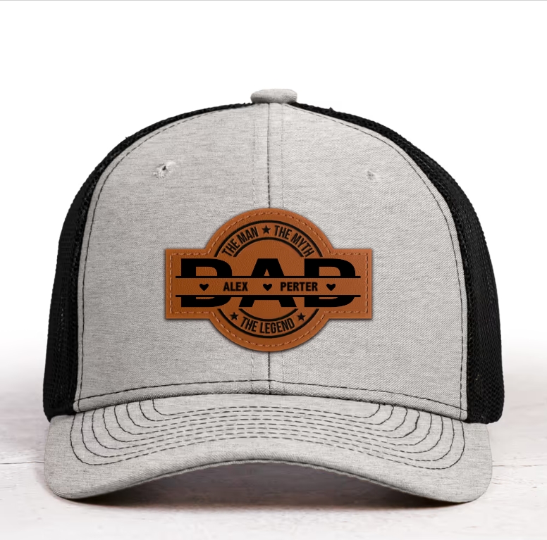 Dad, The Man, The Myth, The Legend - Personalized Leather Patch Hat