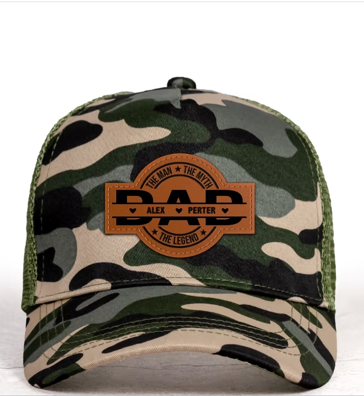Dad, The Man, The Myth, The Legend - Personalized Leather Patch Hat