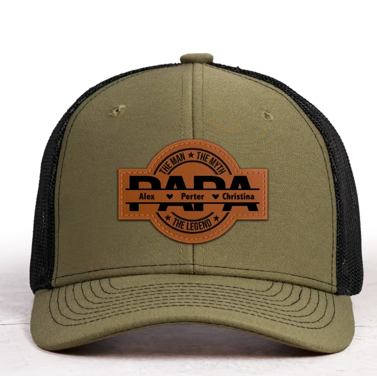 Dad, The Man, The Myth, The Legend - Personalized Leather Patch Hat