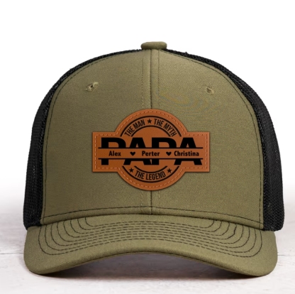 Dad, The Man, The Myth, The Legend - Personalized Leather Patch Hat