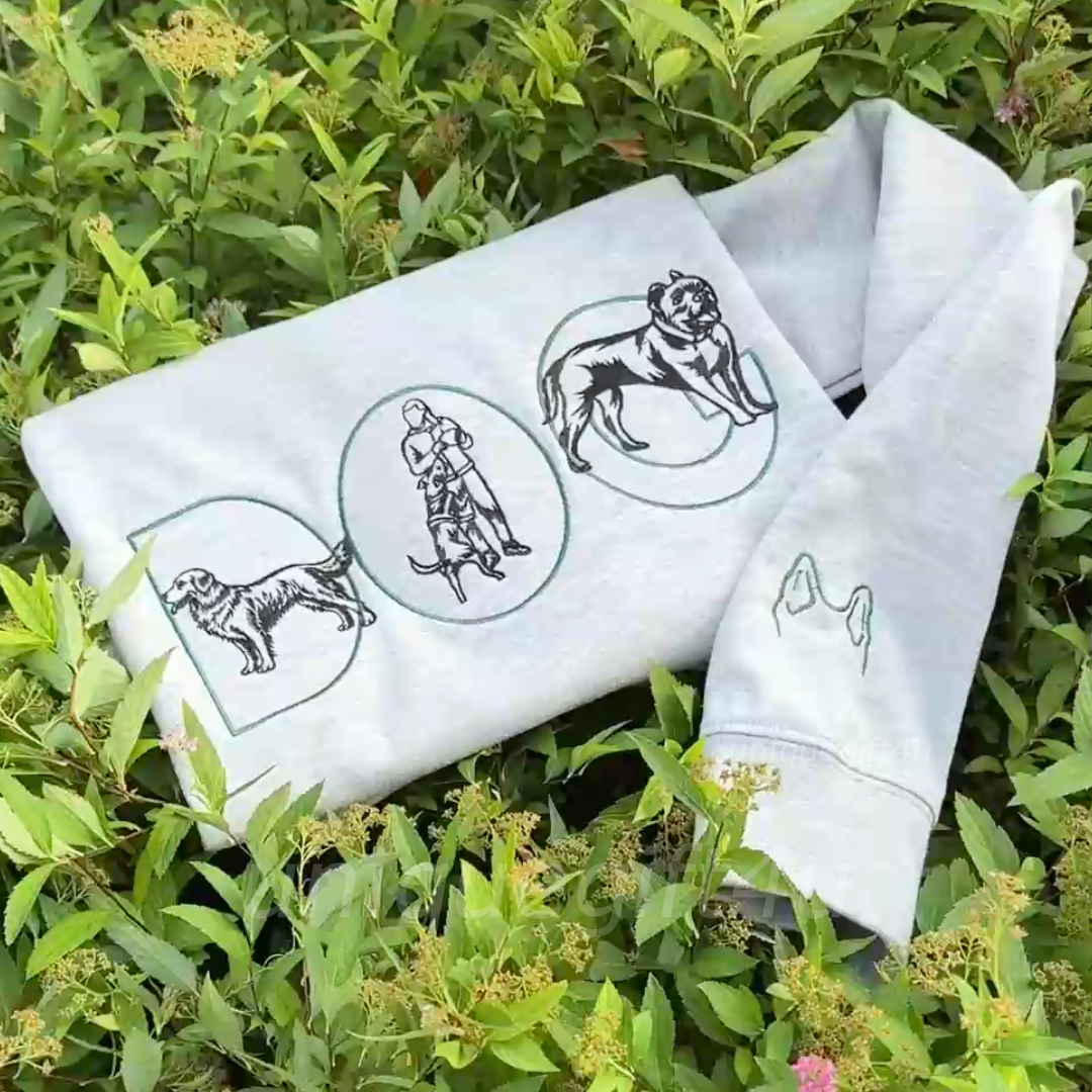 Custom Dog/Cat Ouline Embroidered Sweatshirt With Photo - Pet Memorial Gift, Gift For pet lover