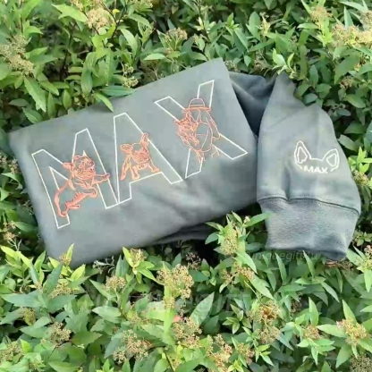 Custom Dog/Cat Ouline Embroidered Sweatshirt With Photo - Pet Memorial Gift, Gift For pet lover