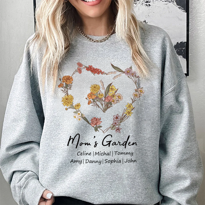 Custom Mom's Garden Sweatshirt, Personalized Birthflower T Shirt, Mom's Garden Hoodie, Mother Day Gift for Mom
