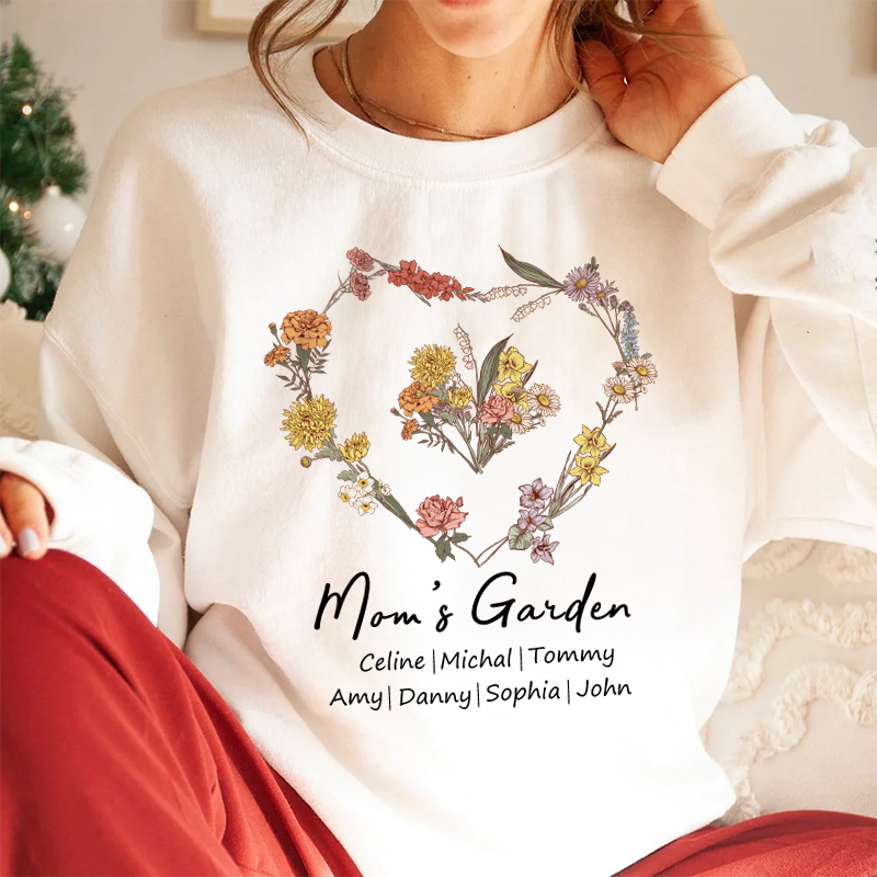 Custom Mom's Garden Sweatshirt, Personalized Birthflower T Shirt, Mom's Garden Hoodie, Mother Day Gift for Mom
