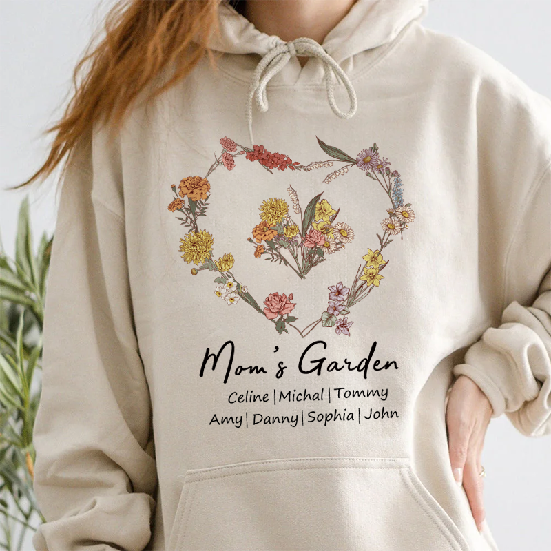 Custom Mom's Garden Sweatshirt, Personalized Birthflower T Shirt, Mom's Garden Hoodie, Mother Day Gift for Mom