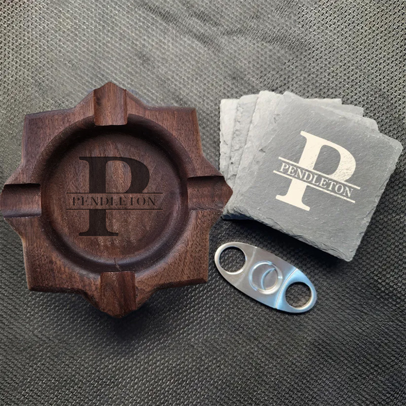 Personalized Name Walnut Cigar Ash Tray