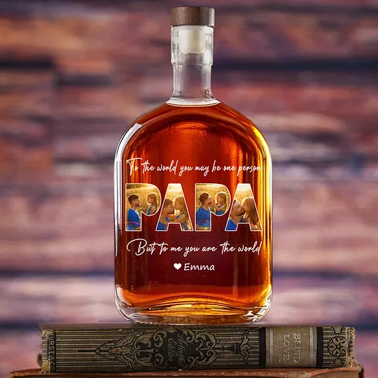 Custom Photo Happy Father's Day Family Whiskey Bottle