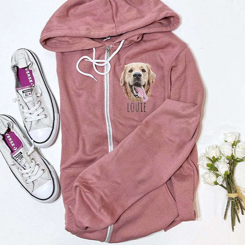 Personalized Pet Portrait Zip-up Hoodie, UNISEX Pet Gifts