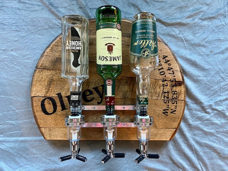 Liquor Dispenser, Perfect for Bar, Man Cave, and Kitchen, Great Gift, Made from Reclaimed Whiskey Barrels