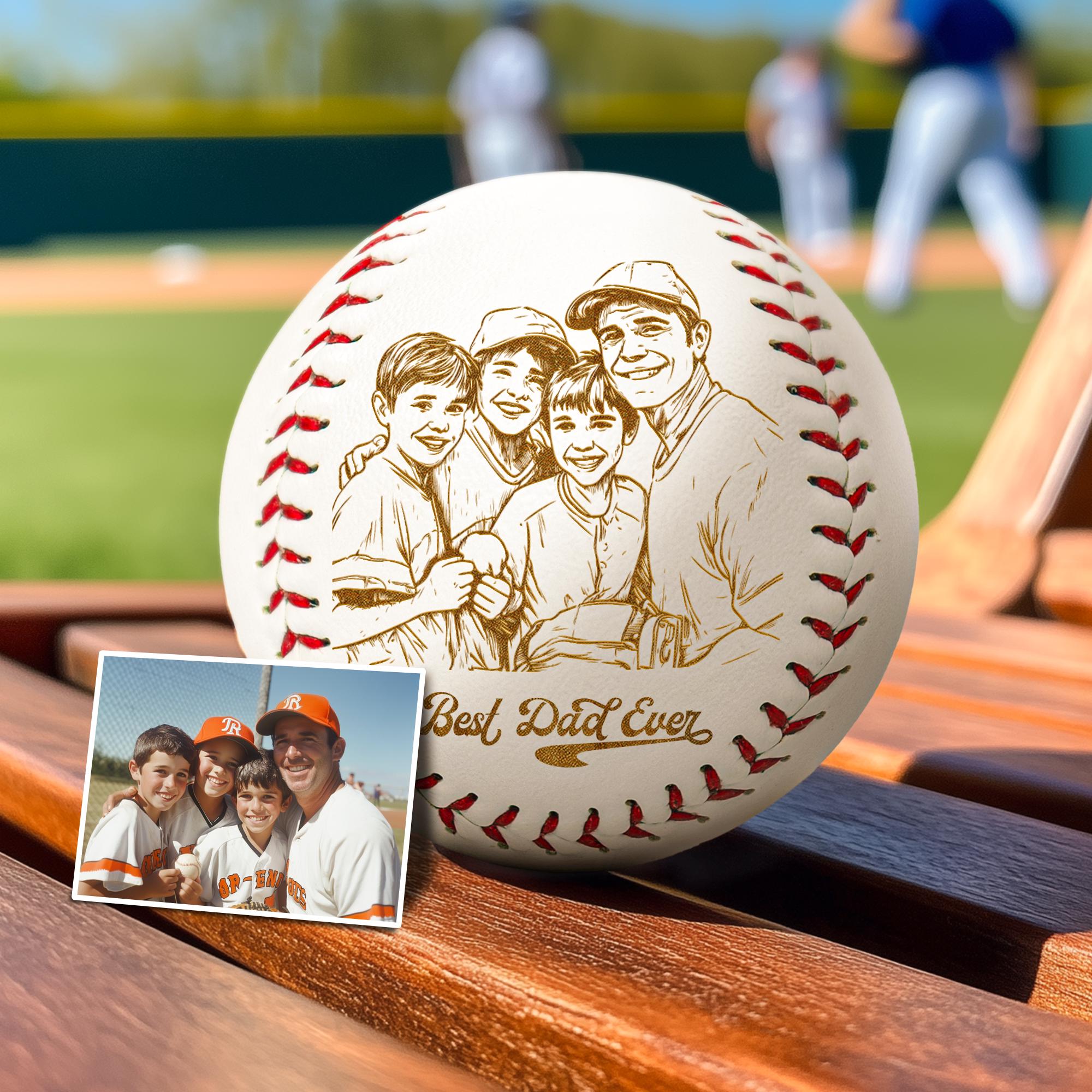 Personalized Photo Engraving Baseball Gifts for Dad Father's Day