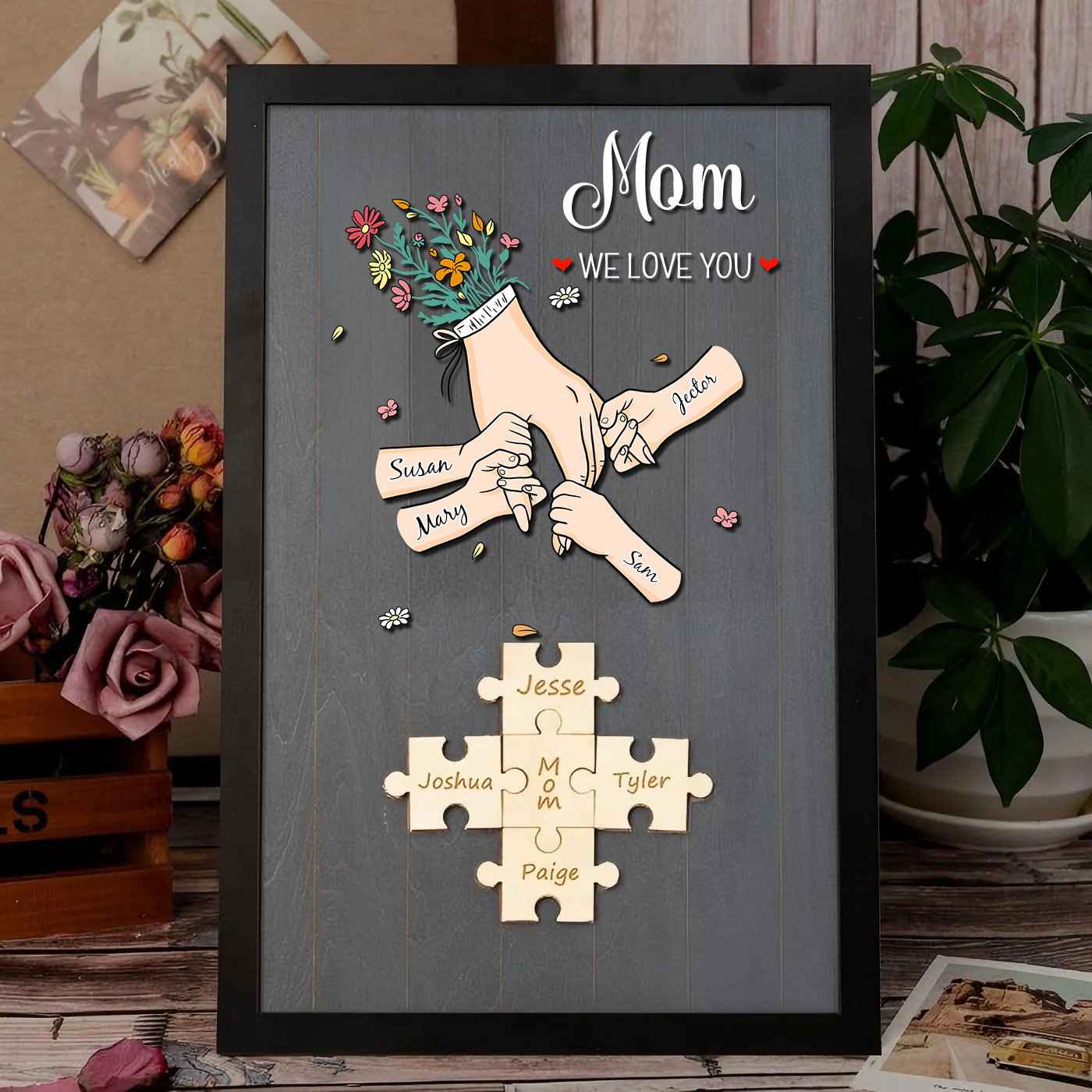 Mom We Love You Puzzle Sign Customized Gift For Mother's Day