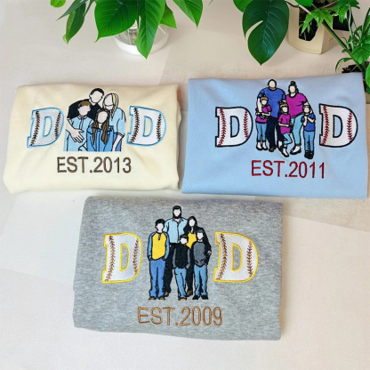 Personalized Embroidered Baseball Hoodie Sweatshirt With Kid's Names For Dad Father's Day Gift