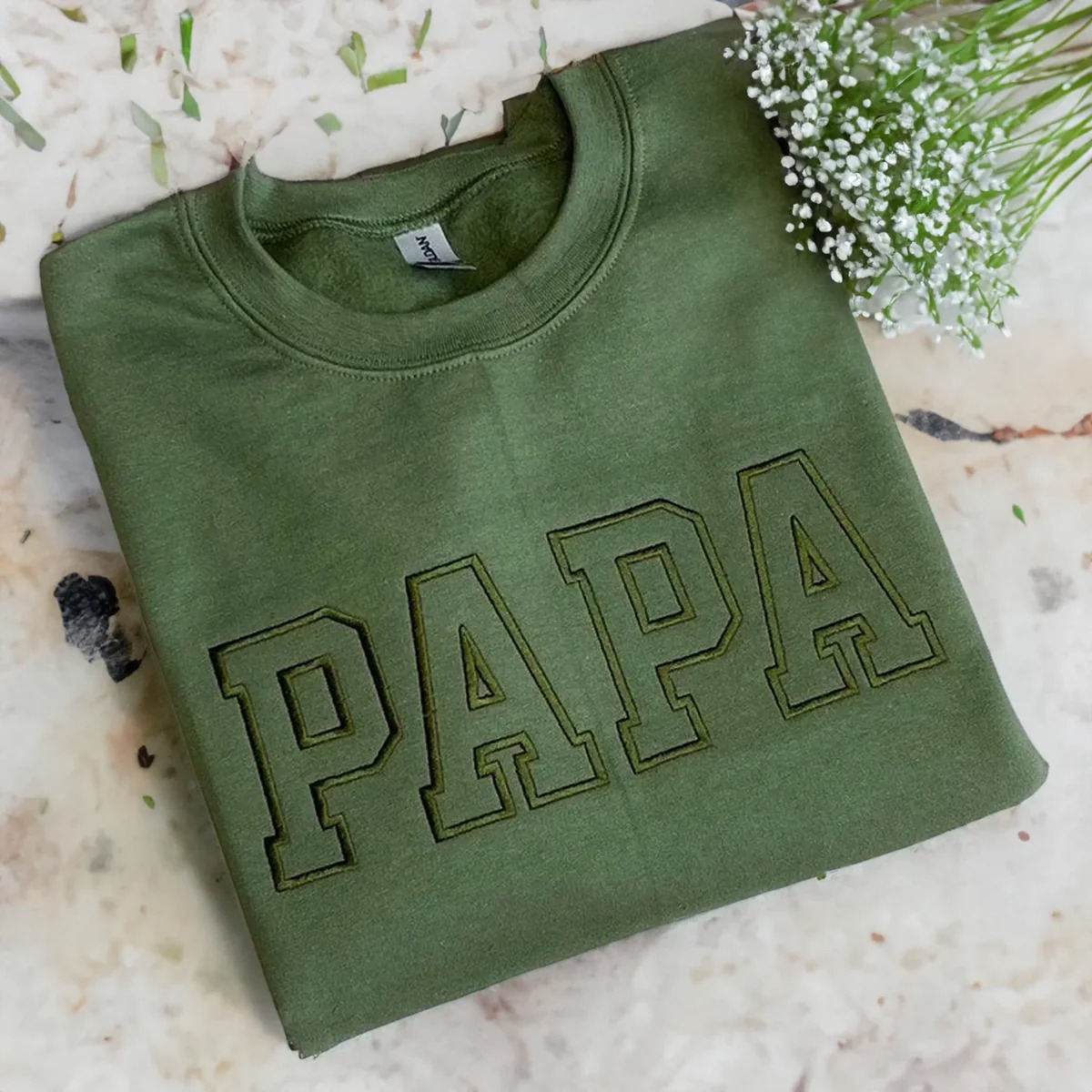 Custom Embroidered Sweatshirt, Name On Sleeve With Heart, Grandpa Shirt With Date, Daddy Est Year Shirt, Gift For New Dad, Father's Day Gift