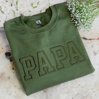 Custom Embroidered Sweatshirt, Name On Sleeve With Heart, Grandpa Shirt With Date, Daddy Est Year Shirt, Gift For New Dad, Father's Day Gift