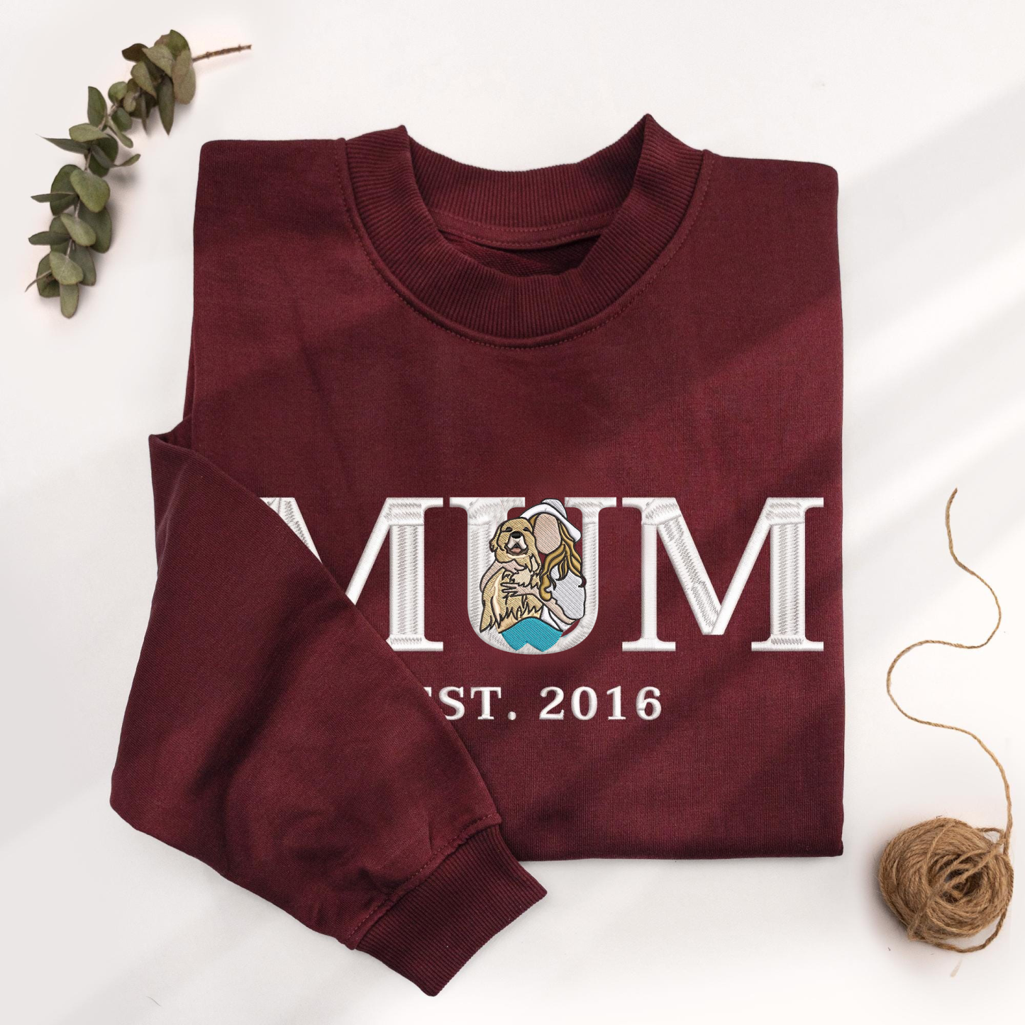 Customised Mum Embroidered Sweatshirt Personalised Mum Portrait Mother's Day