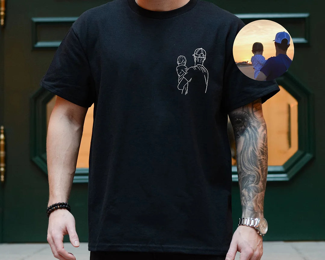 💖For Dad/Lover💖Custom Photo Shirt for Dad, Father's Day T-shirt, Personalized Dad Embroidery Shirt