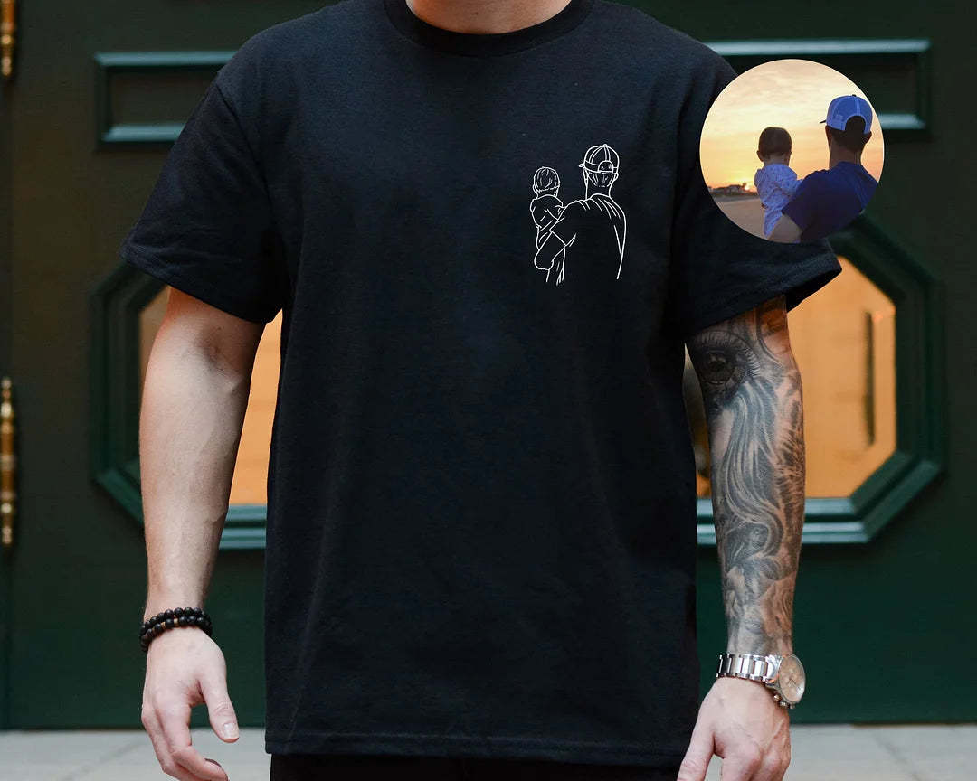 💖For Dad/Lover💖Custom Photo Shirt for Dad, Father's Day T-shirt, Personalized Dad Embroidery Shirt