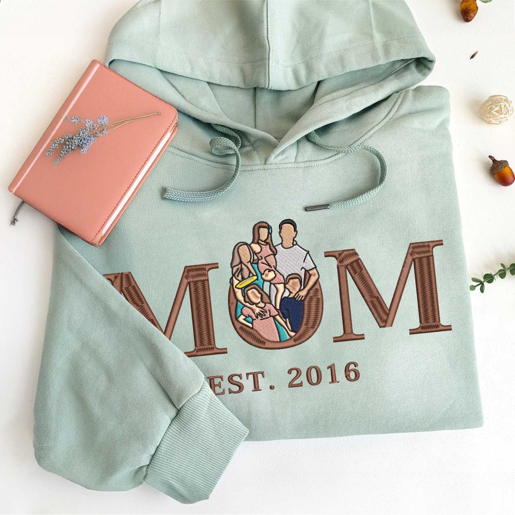 Customised Mum Embroidered Sweatshirt Personalised Mum Portrait Mother's Day