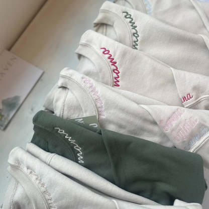 Custom Mama Embroidered Sweatshirt with Kids Names sleeve-New Mom Gift Personalized, Mother's Day