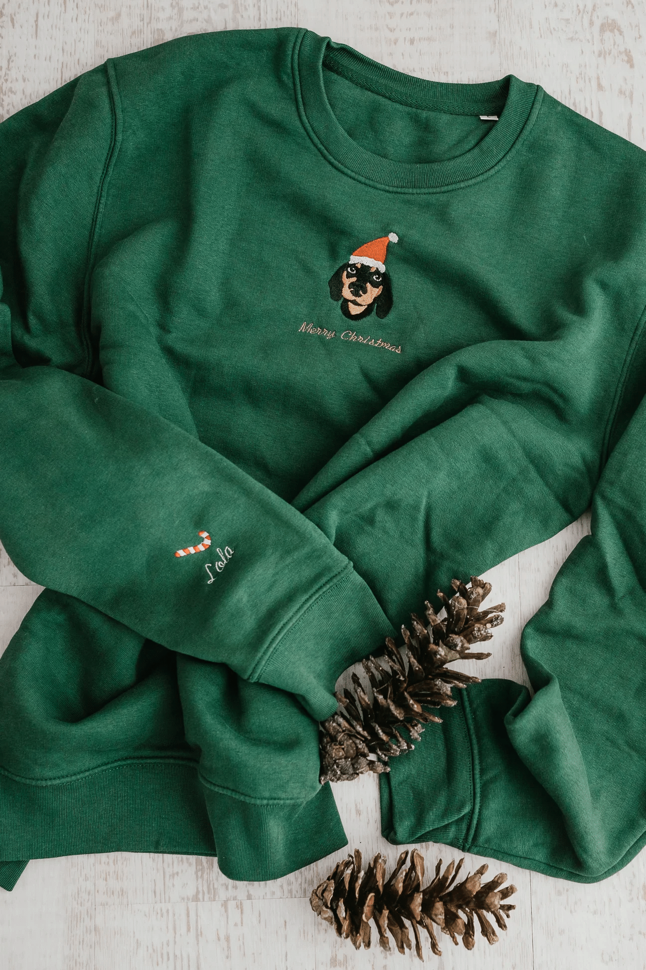 Christmas Custom Embroidered Pet Portrait Center Sweatshirt