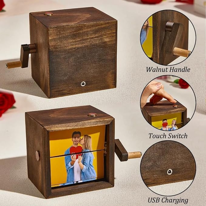 Customized Hand Cranked Flip Photo Frame Animation Machine - Mother's Day Gift, Gift For Mom, Dad, Couple