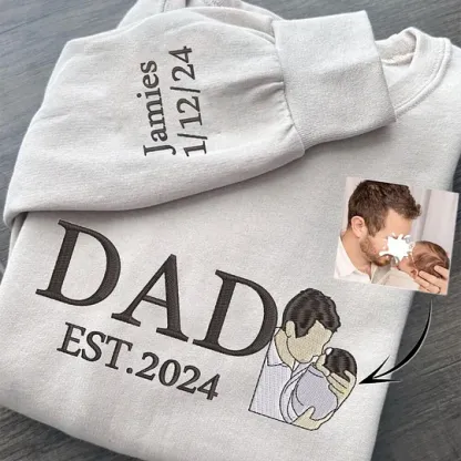 Custom Dad Sweatshirt Hoodie With Photo Embroidered Unique Father's Day Gift Ideas