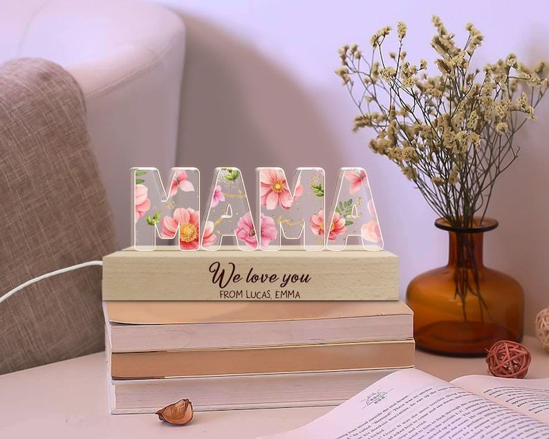 Custom Night Light for Mom, Mama 3D LED Light, First Mothers Day Gift 2024, Gift from Daughter, Mom Birthday Gift, Mama Acrylic Night Light