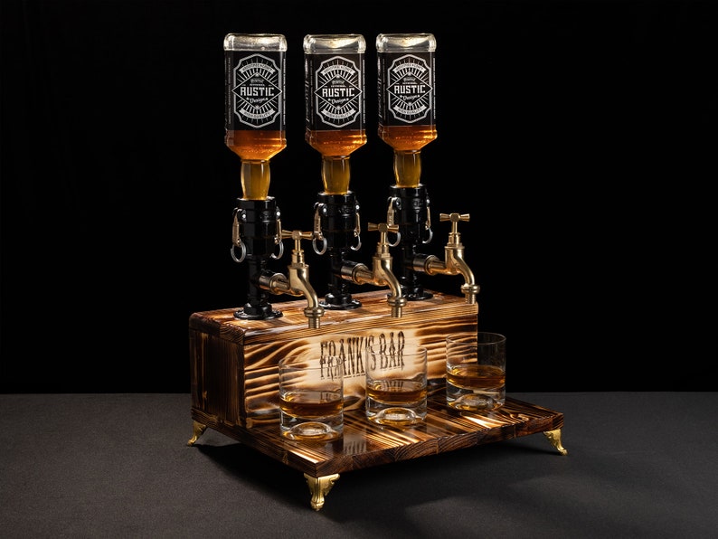 Wooden Dispenser with Crate, Personalized Wooden Whiskey Dispenser, Wood Dispenser, Liquor Dispenser, Beverage Dispenser, Drink Dispenser