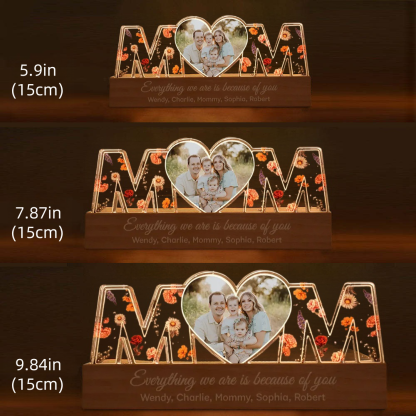 Customized Flower Print Photo LED Night Light, Birthday Flower, Gift For Mom, Gift For Grandma