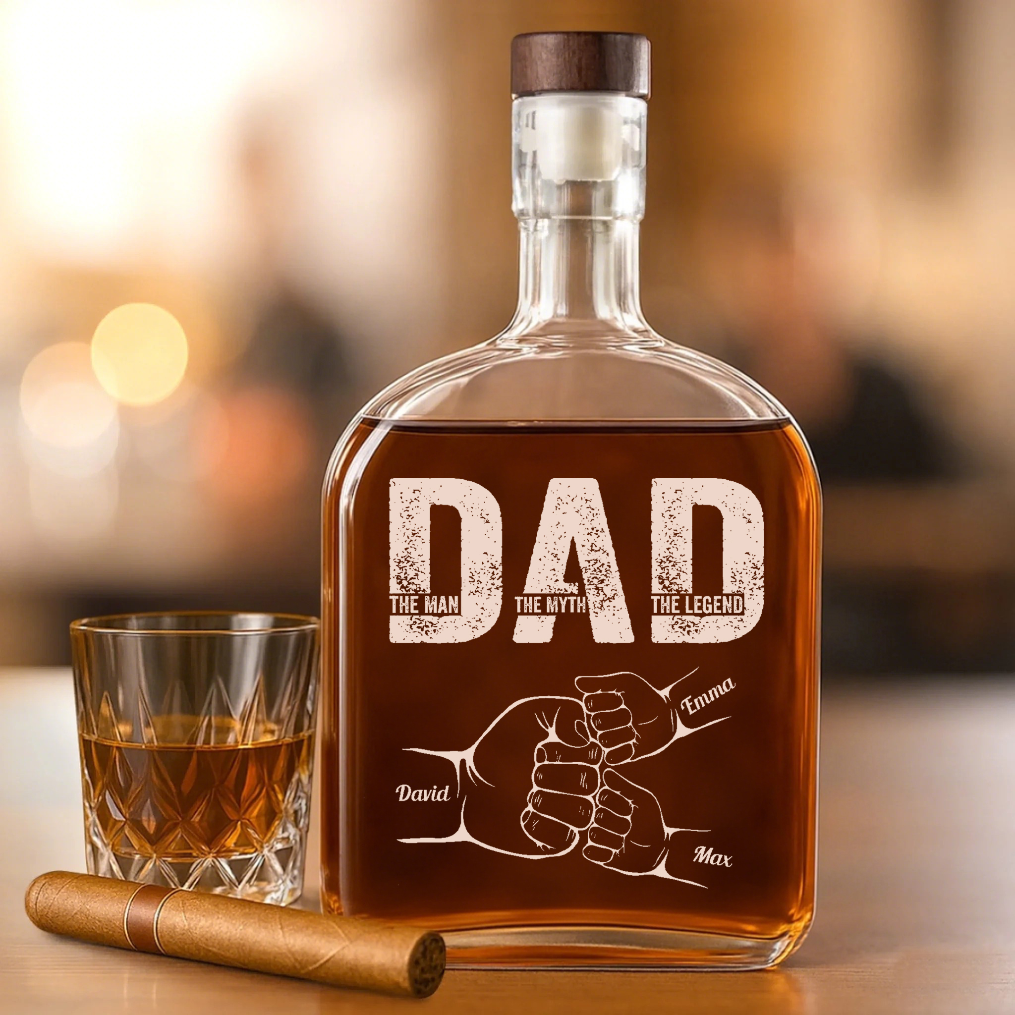 Dad The Man The Myth The Legend,Personalized Etched Whiskey Bottles, Gift For Father's Day