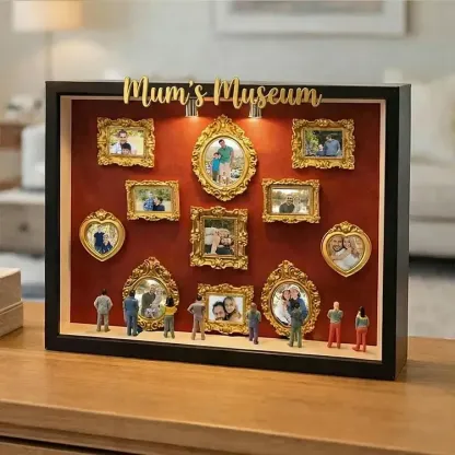 Personalized Mum's Memory Museum Photo Frame with Light, DIY Mini Museum Frame Box,Mother's Day Gift