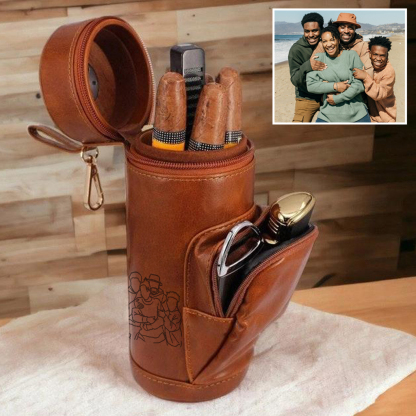 Personalized Cigar Humidor Case Custom Photo Line Drawing Design Unique Gift for Cigar Lovers Family