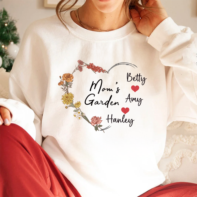 Custom Mom's Garden Sweatshirt , Personalized Mothers Day Gift, Grandma Gift, Gift For Mom, Custom Birth Month Gift