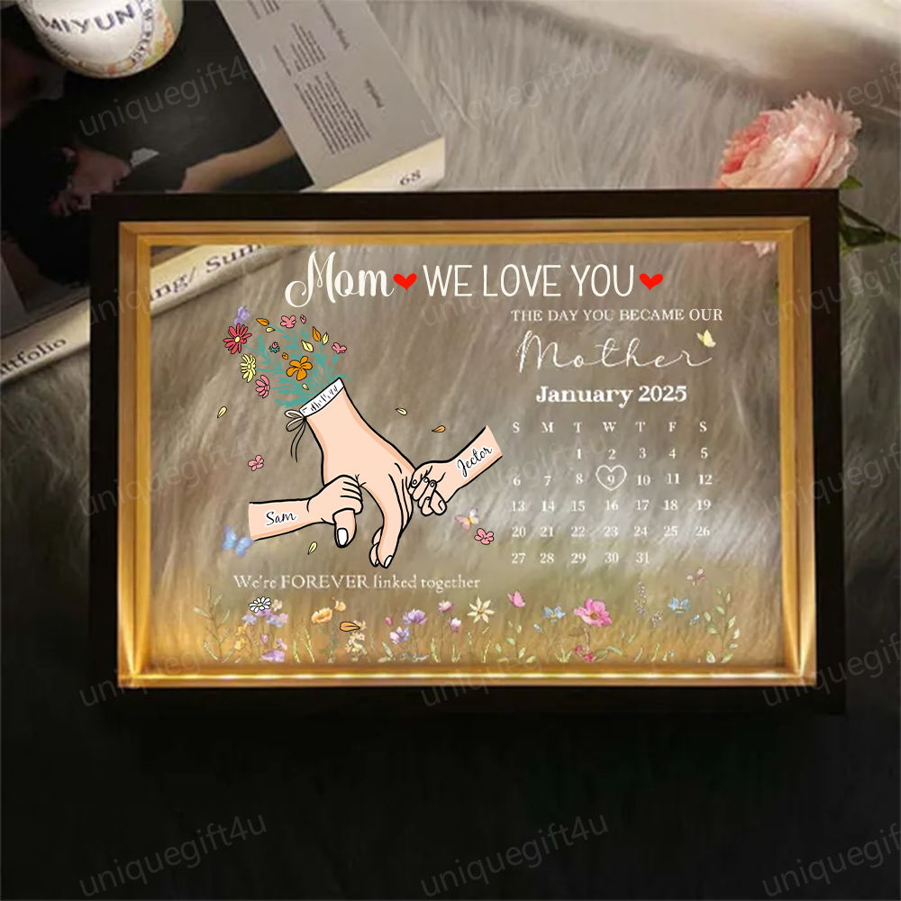 Family Love Blooms Forever – Personalized Mum We Love You Led Light Frame