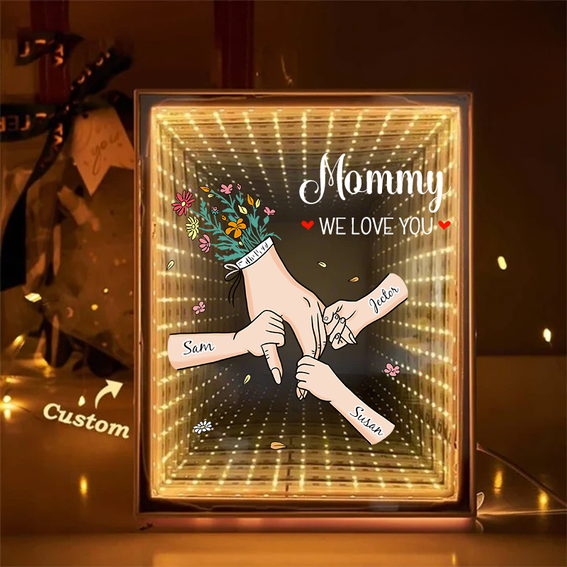 Family Love Blooms Forever - Personalized Mum We Love You Customised Starry Mirror Lightboxes