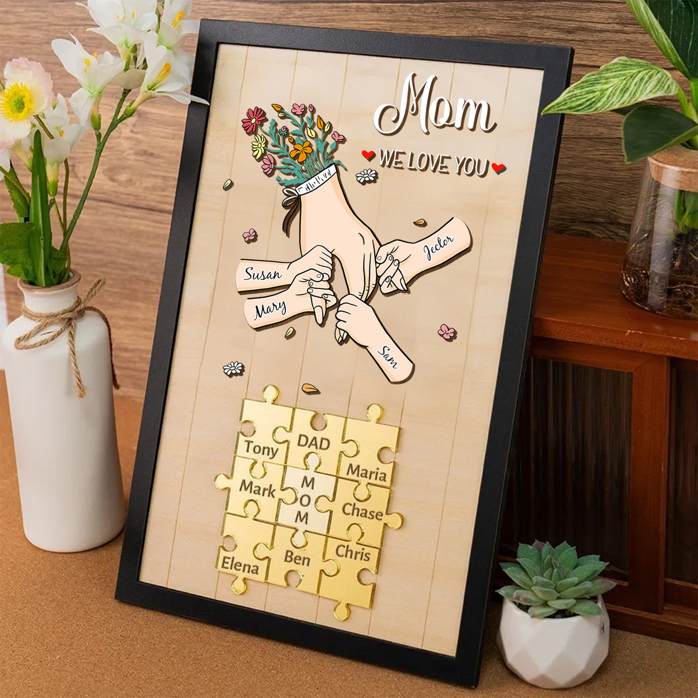 Mom We Love You Puzzle Sign Customized Gift For Mother's Day