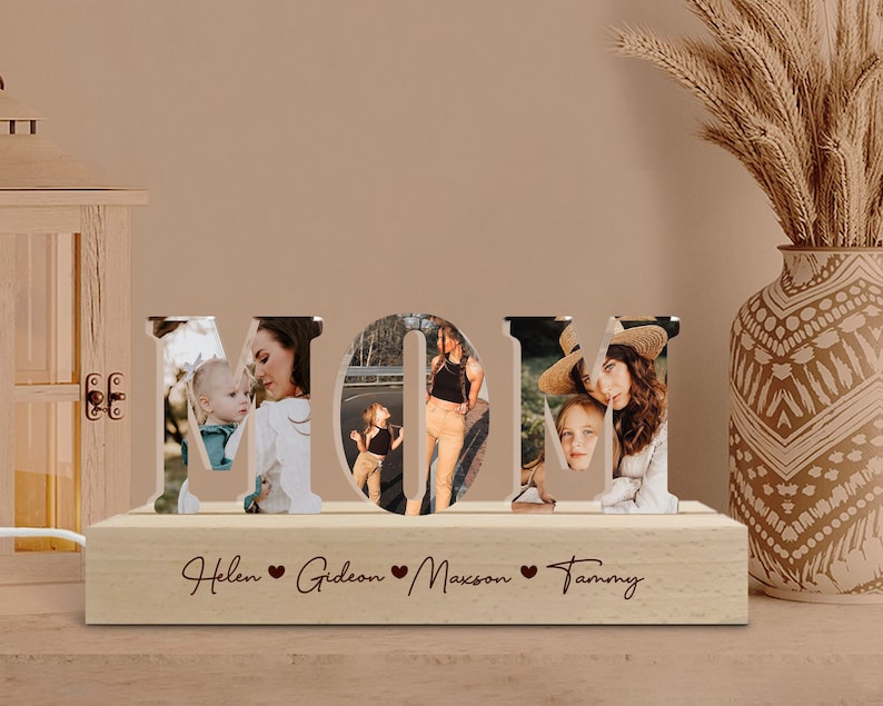 Personalized Photo Night Light, Mother's Day Decor, Gift for Mom, 3D Photo Night Lamp, Mom Birthday Gifts, New Mom Gift, First Mother's Day
