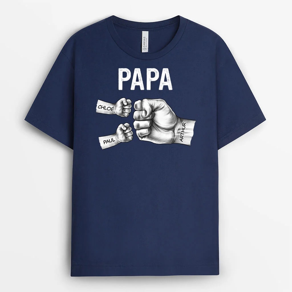Papa Bosse De Poing Version Noir Et Blanc - Cadeau Personnalisé | T-shirt pour Papa
