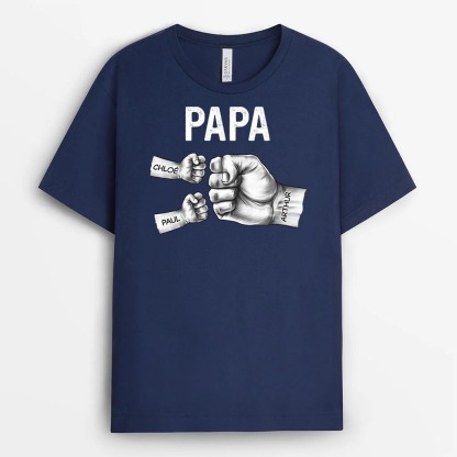 Papa Bosse De Poing Version Noir Et Blanc - Cadeau Personnalisé | T-shirt pour Papa