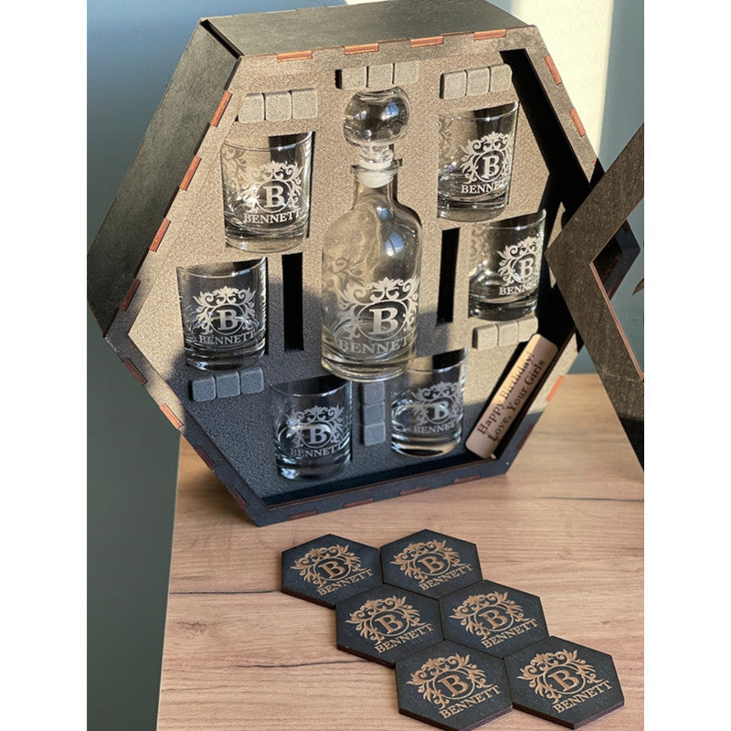 Whiskey Decanter Set, Whiskey Stones, Bourbon Decanter Set, Whiskey Glasses, Personalized Christmas Gift