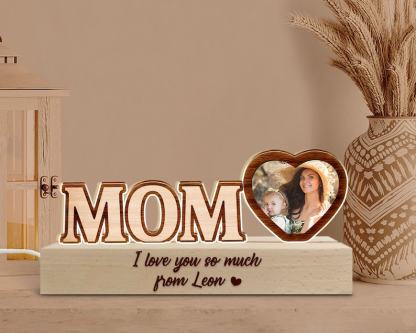 Custom Mom Acrylic Night Light, Mom Photo Frame Gift, Happy Mother’s Day Gift for Mom, Mom Birthday Gift, Gift from Daughter, Mom Room Decor