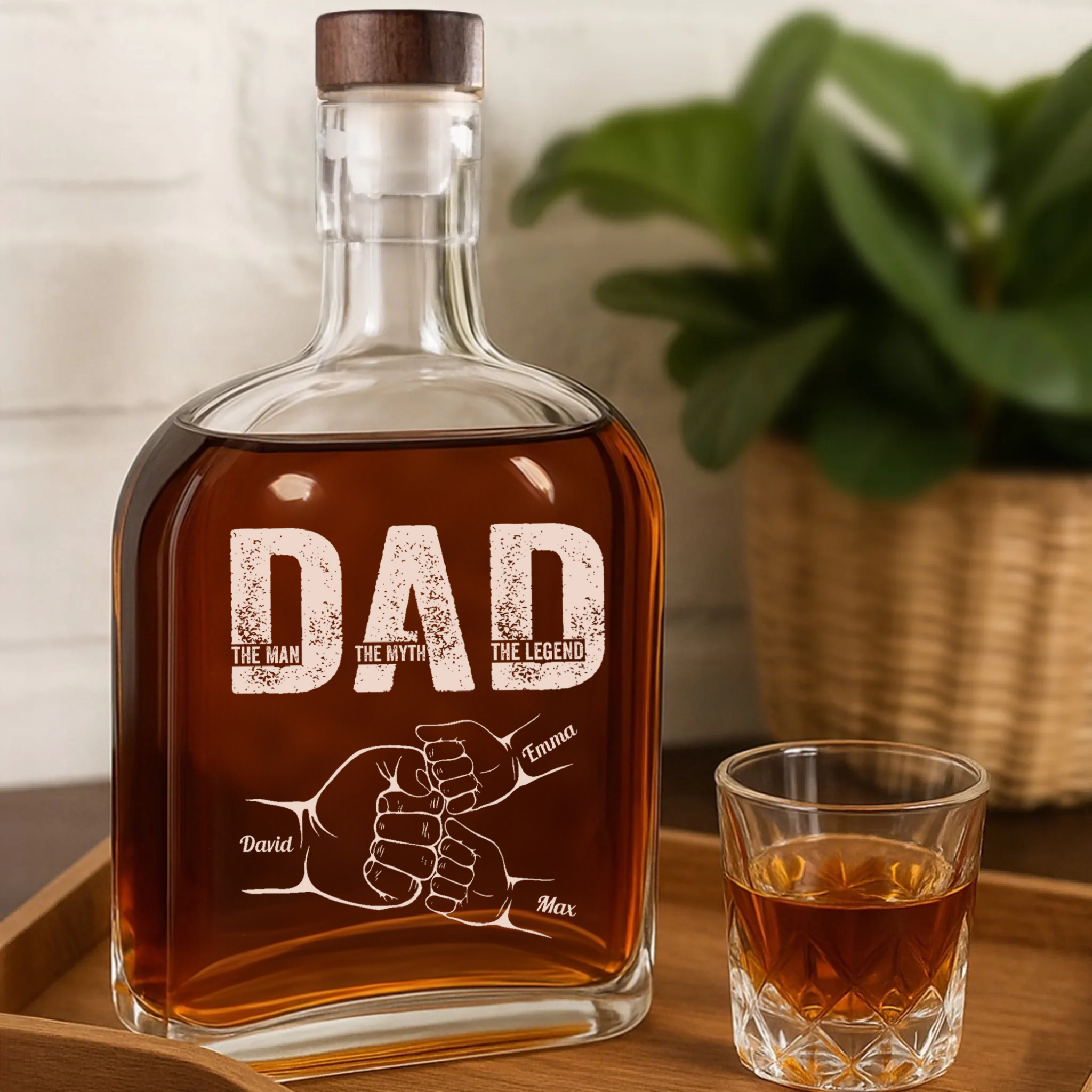 Dad The Man The Myth The Legend,Personalized Etched Whiskey Bottles, Gift For Father's Day