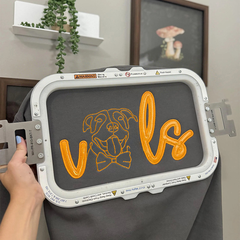 Custom College Team & Pet Portrait Glitter Embroidered Sweatshirt - Personalized Gift for Pet Lovers and Team Fans