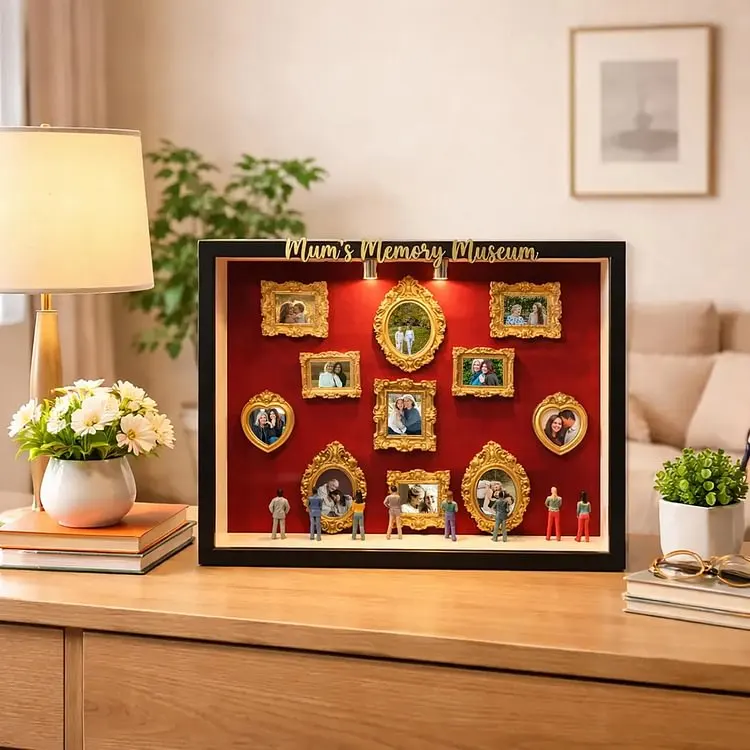 Personalized Mum's Memory Museum Photo Frame with Light, DIY Mini Museum Frame Box,Mother's Day Gift