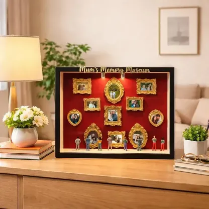 Personalized Mum's Memory Museum Photo Frame with Light, DIY Mini Museum Frame Box,Mother's Day Gift