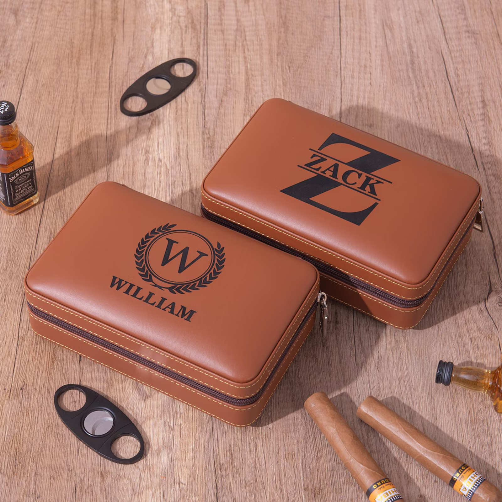 Personalized Cigar Case, Leather Cigar Holder, Cigar Travel Case, Groomsmen Gifts, Gift for Dad Husband Gift for Him(Without Cigar)
